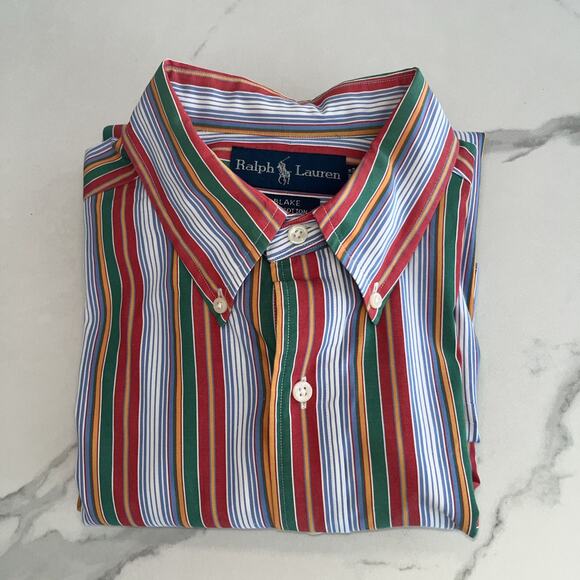 Ralph Lauren Mens Size Large Long Sleeve Button Up Striped Cotton Shirt Blake - Picture 10 of 10